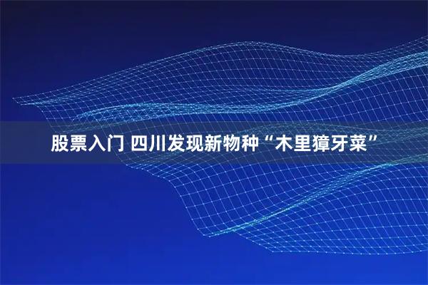 股票入门 四川发现新物种“木里獐牙菜”